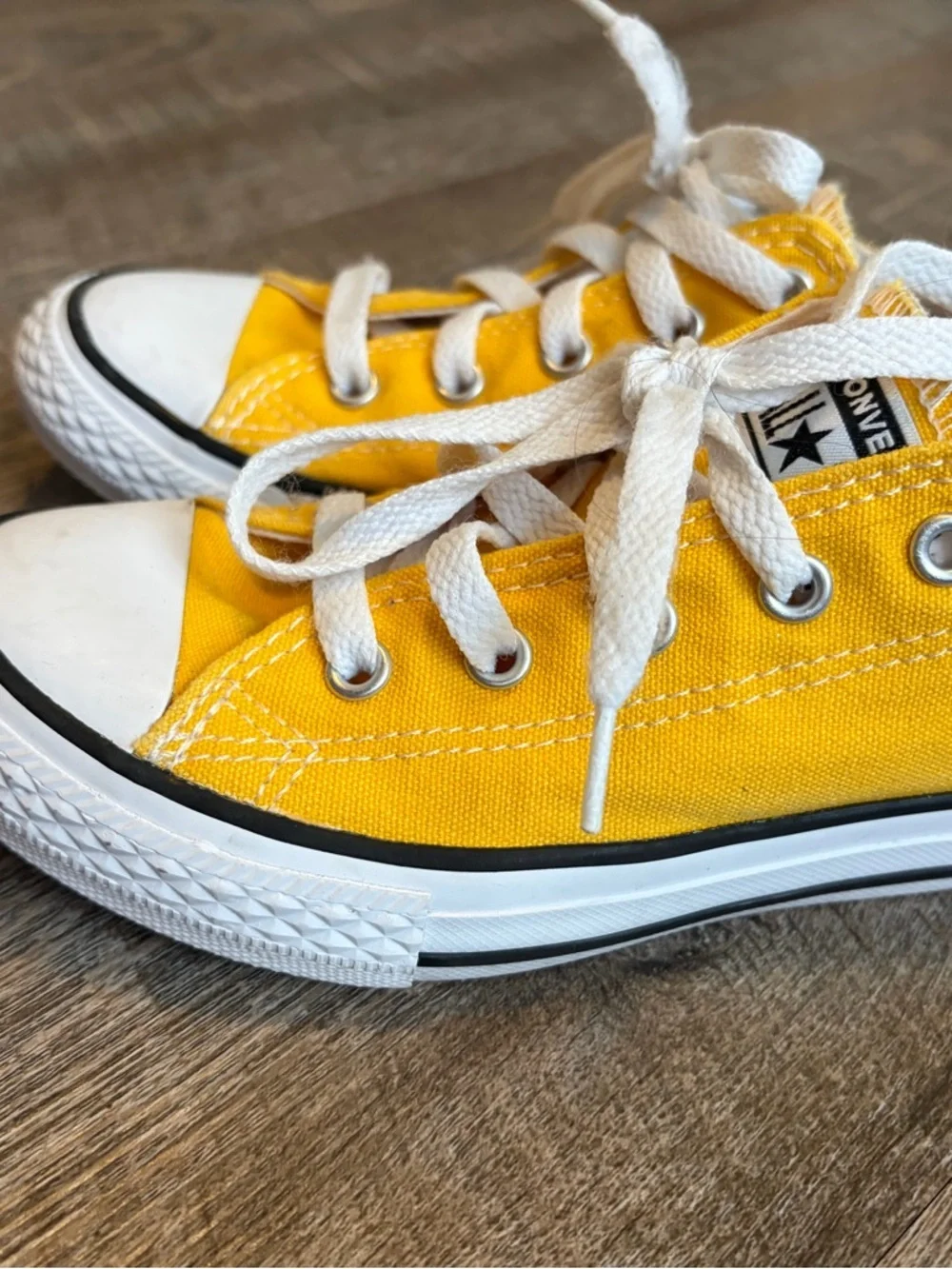 Converse Yellow Low-Top Kids Canvas Sneakers with White Accents